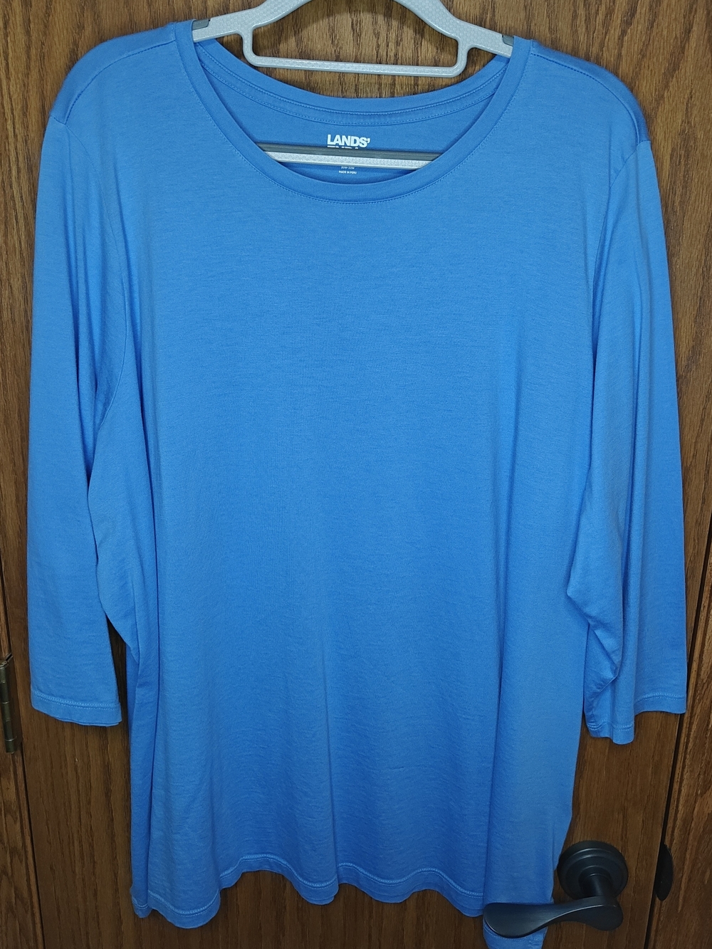 Women's Lands' End Blue 3/4 Sleeve Crew Neck Tunic Top, Size 2X